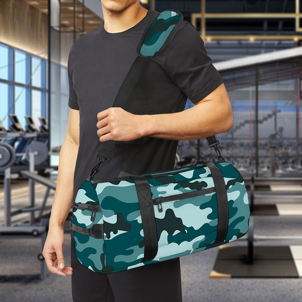 Forest Green Camouflage Print Gym Bag