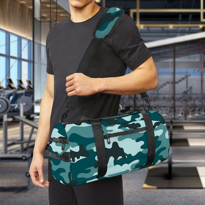 Forest Green Camouflage Print Gym Bag