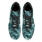 Forest Green Camouflage Print High Top Leather Sneakers