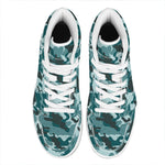 Forest Green Camouflage Print High Top Leather Sneakers