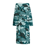 Forest Green Camouflage Print Hooded Bathrobe