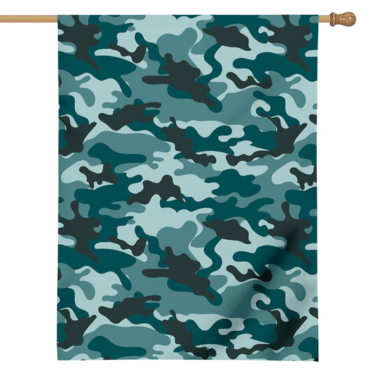 Forest Green Camouflage Print House Flag