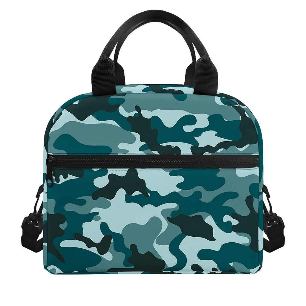 Forest Green Camouflage Print Insulated Lunch Bag