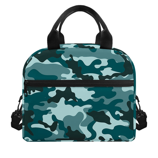 Forest Green Camouflage Print Insulated Lunch Bag