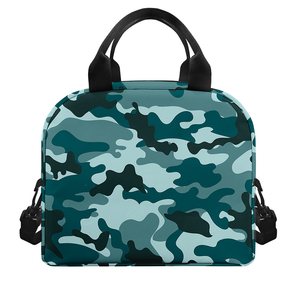 Forest Green Camouflage Print Insulated Lunch Bag