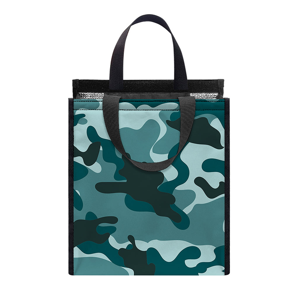 Forest Green Camouflage Print Insulated Lunch Tote