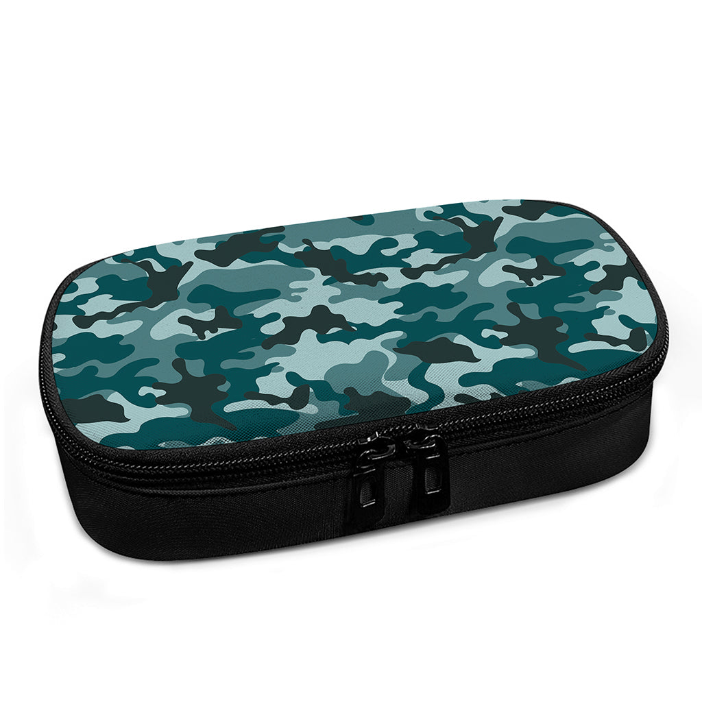 Forest Green Camouflage Print Insulin Cooler Travel Case