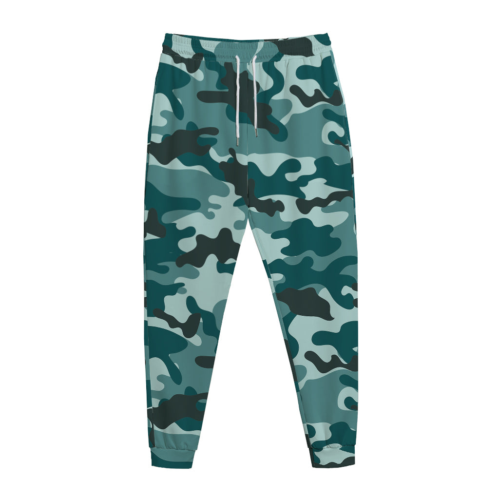Forest Green Camouflage Print Jogger Pants