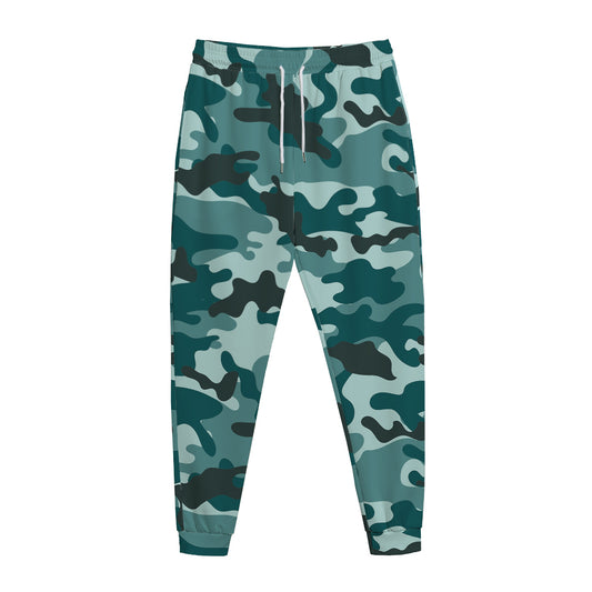 Forest Green Camouflage Print Jogger Pants