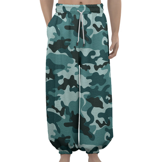 Forest Green Camouflage Print Lantern Pants