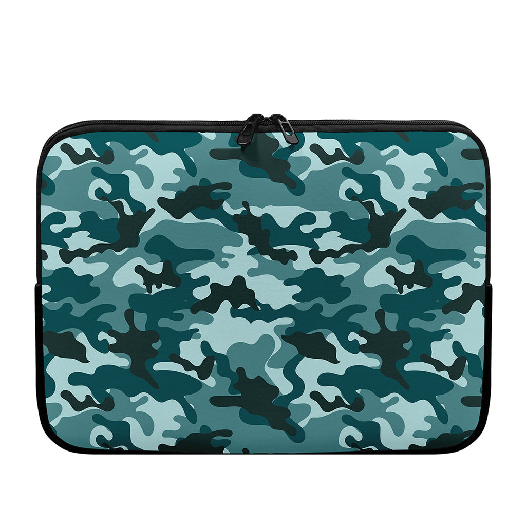 Forest Green Camouflage Print Laptop Sleeve