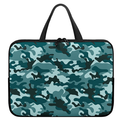 Forest Green Camouflage Print Laptop Sleeve With Handle