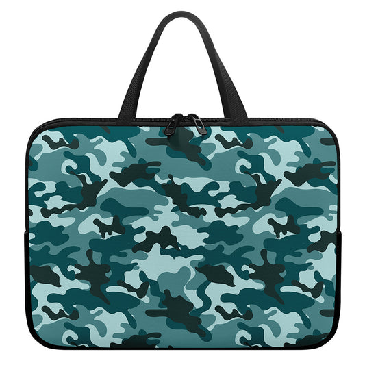 Forest Green Camouflage Print Laptop Sleeve With Handle