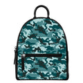 Forest Green Camouflage Print Leather Backpack