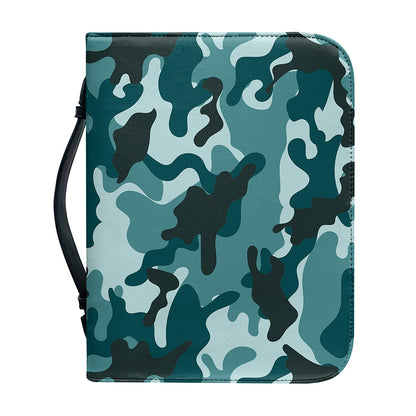 Forest Green Camouflage Print Leather Bible Cover