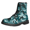 Forest Green Camouflage Print Lace-Up Boots