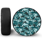 Forest Green Camouflage Print Leather Spare Tire Cover