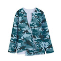 Forest Green Camouflage Print Long Sleeve Short Coat