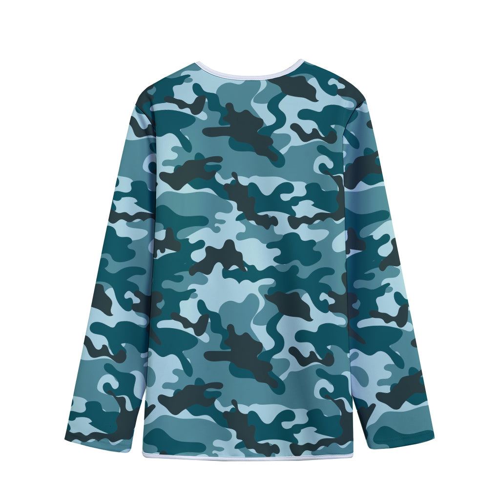 Forest Green Camouflage Print Long Sleeve Short Coat