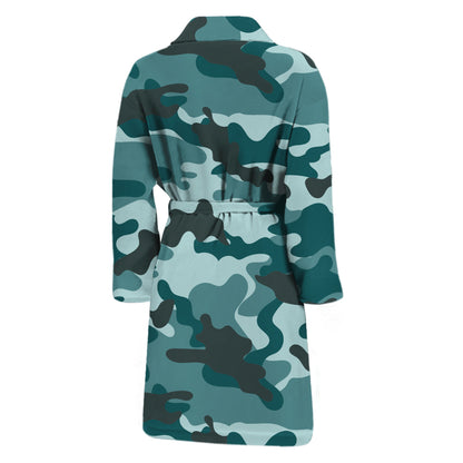 Forest Green Camouflage Print Men's Bathrobe