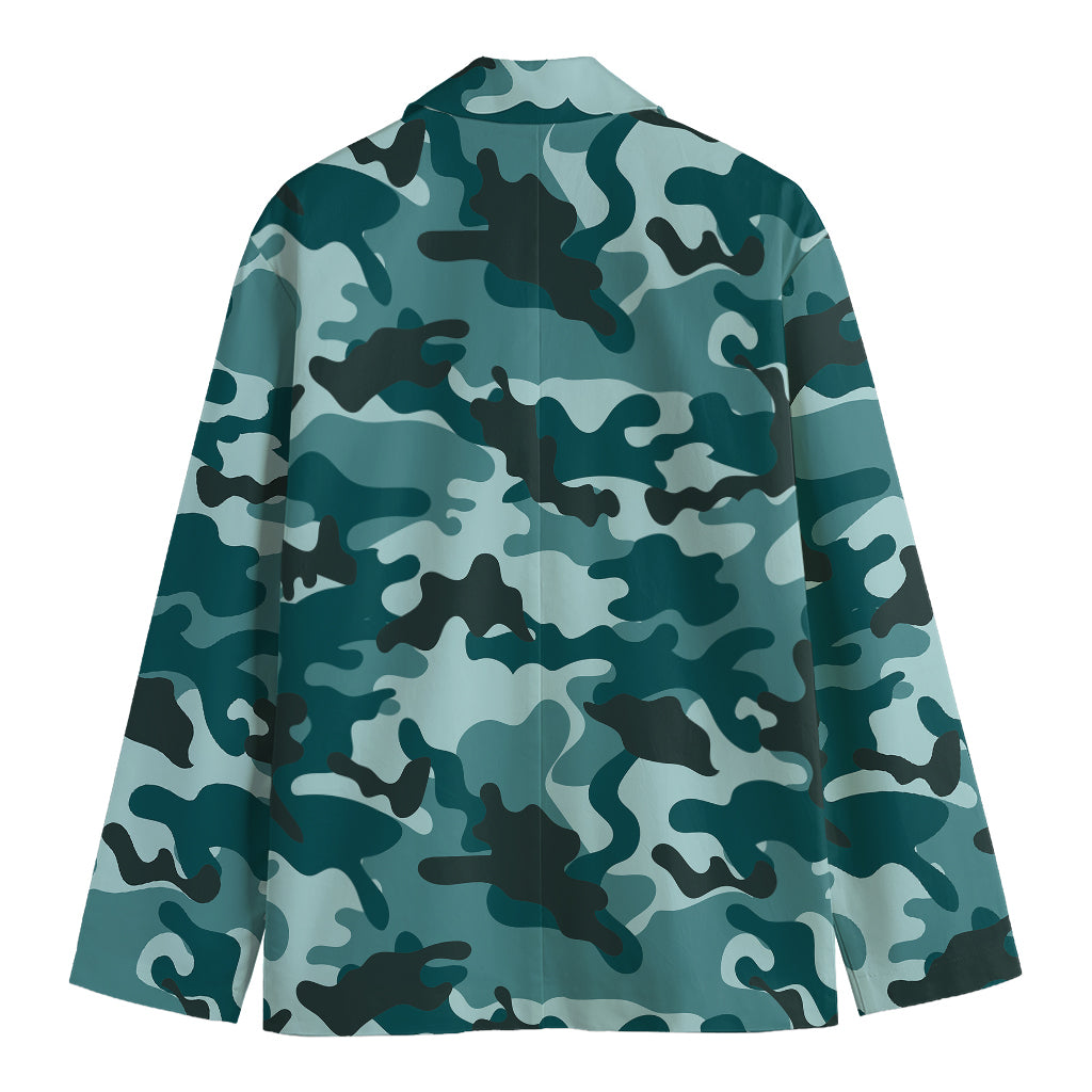 Forest Green Camouflage Print Men's Blazer