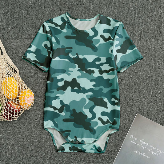 Forest Green Camouflage Print Men's Bodysuit