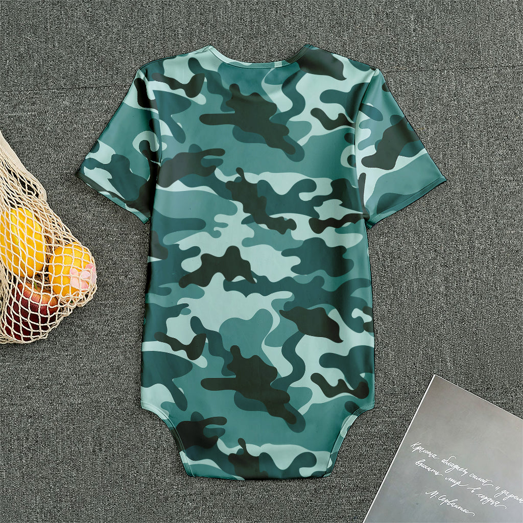 Forest Green Camouflage Print Men's Bodysuit