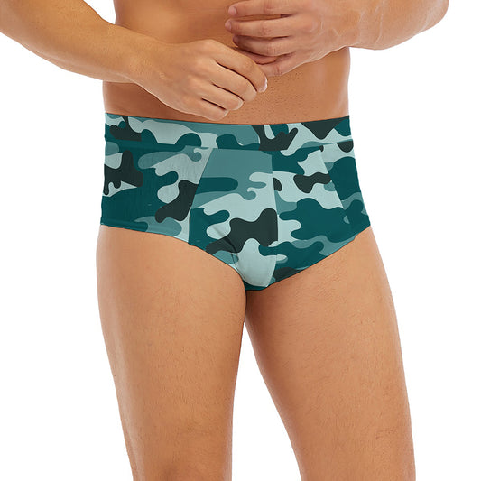 Forest Green Camouflage Print Men's Briefs