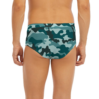 Forest Green Camouflage Print Men's Briefs
