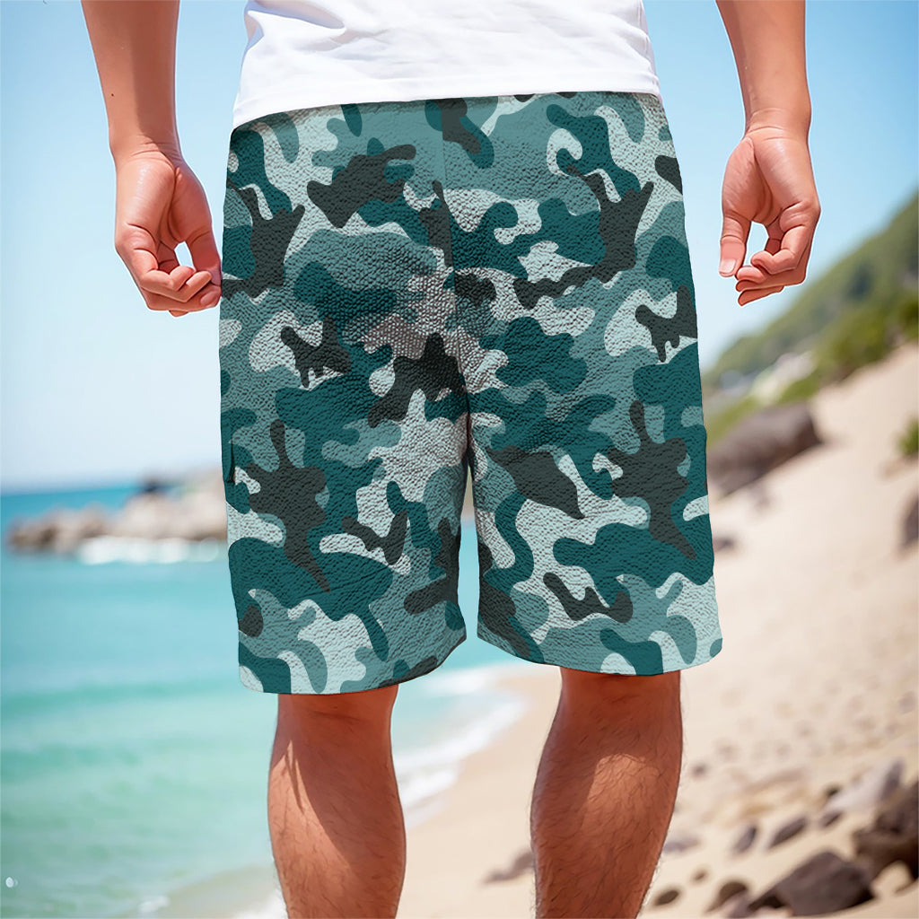 Forest Green Camouflage Print Men's Cargo Shorts
