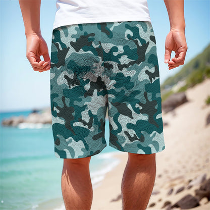 Forest Green Camouflage Print Men's Cargo Shorts