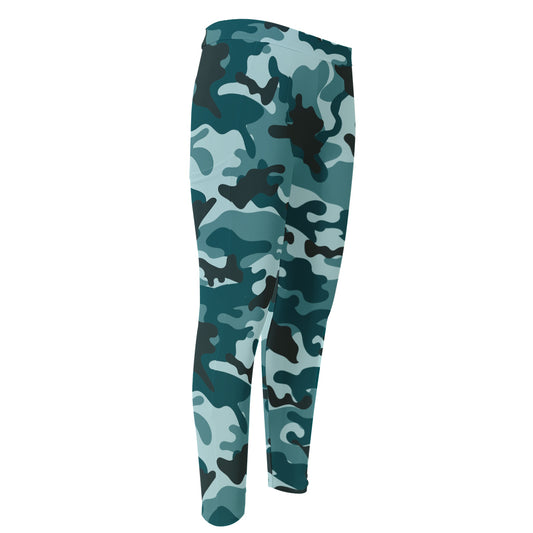 Forest Green Camouflage Print Men's Compression Pants