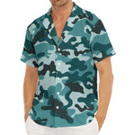 Forest Green Camouflage Print Men's Deep V-Neck Shirt