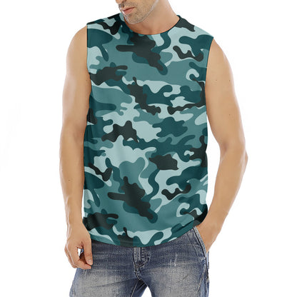 Forest Green Camouflage Print Men's Fitness Tank Top