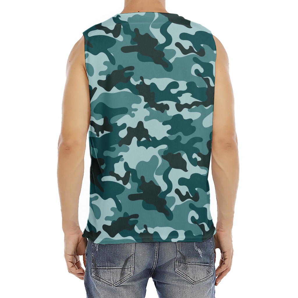 Forest Green Camouflage Print Men's Fitness Tank Top