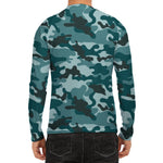 Forest Green Camouflage Print Men's Long Sleeve Rash Guard