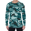 Forest Green Camouflage Print Men's Long Sleeve T-Shirt