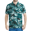 Forest Green Camouflage Print Men's Polo Shirt