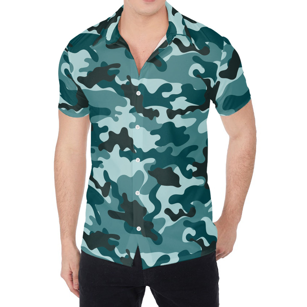 Forest Green Camouflage Print Men's Shirt