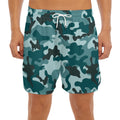 Forest Green Camouflage Print Men's Split Running Shorts