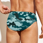 Forest Green Camouflage Print Men's Swim Briefs