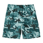 Forest Green Camouflage Print Men's Swim Trunks