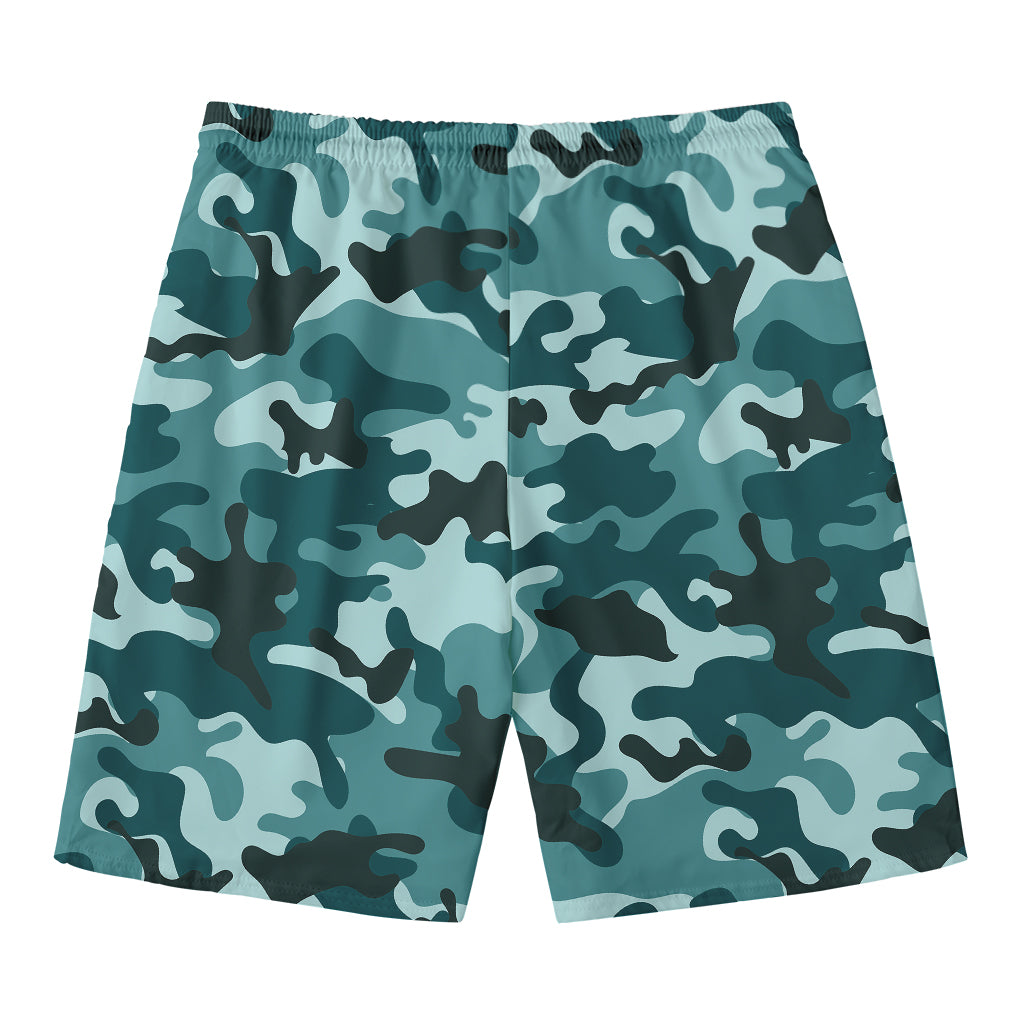 Forest Green Camouflage Print Men's Swim Trunks