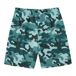 Forest Green Camouflage Print Men's Swim Trunks