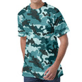 Forest Green Camouflage Print Men's Velvet T-Shirt