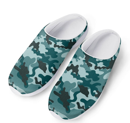 Forest Green Camouflage Print Mesh Casual Shoes