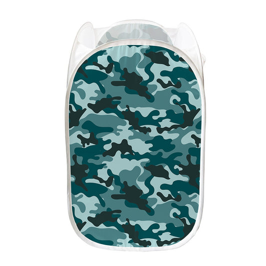 Forest Green Camouflage Print Mesh Laundry Hamper