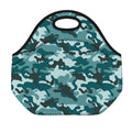 Forest Green Camouflage Print Neoprene Lunch Bag
