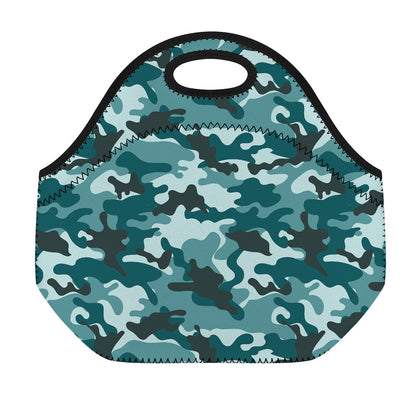 Forest Green Camouflage Print Neoprene Lunch Bag