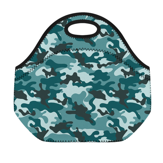 Forest Green Camouflage Print Neoprene Lunch Bag